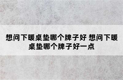 想问下暖桌垫哪个牌子好 想问下暖桌垫哪个牌子好一点